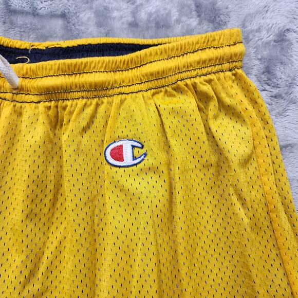 Vintage Champion Shorts Mens L Yellow Blue Reversible Mesh Athletic Basketball - Picture 5 of 12